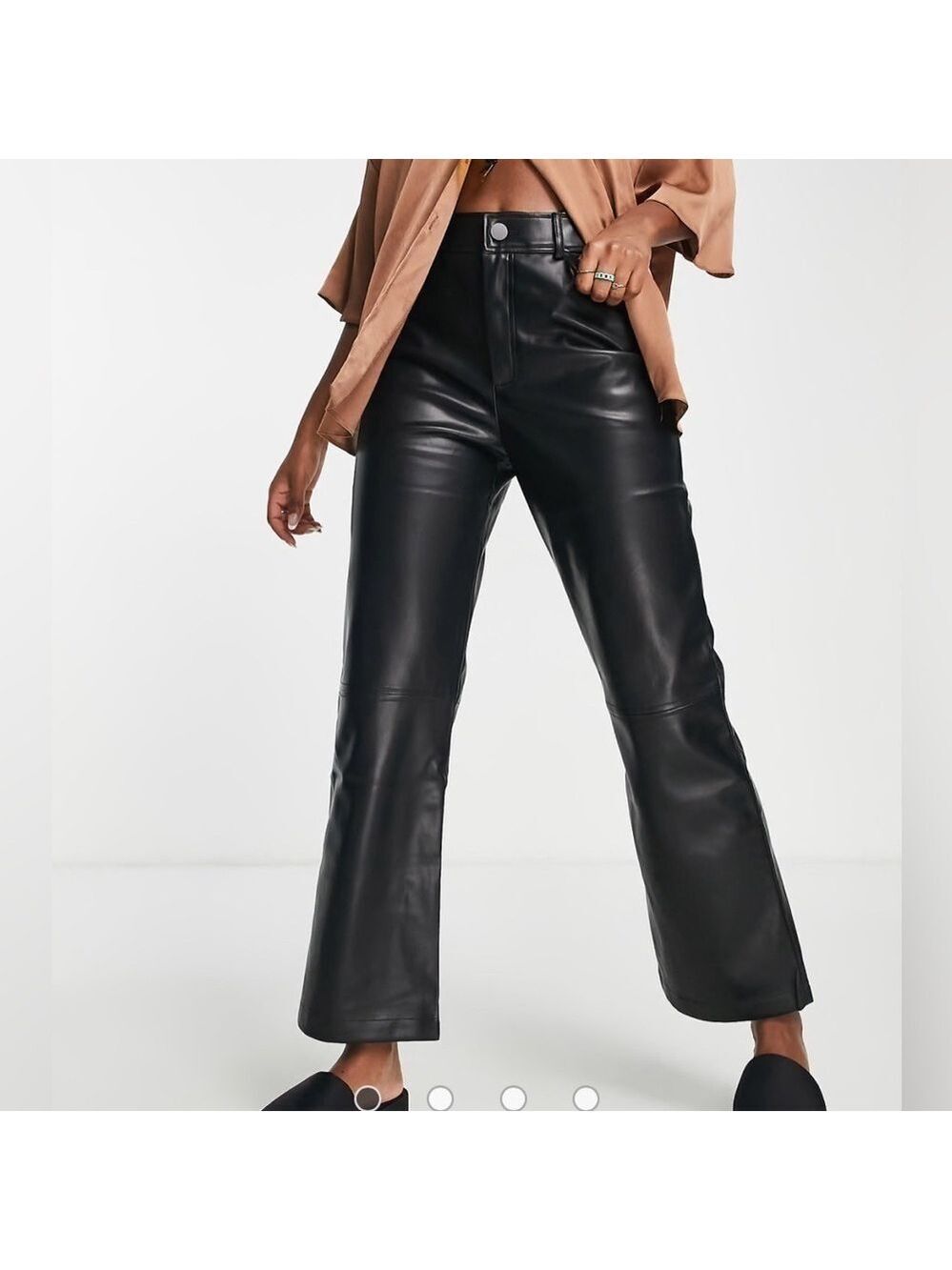 URBAN REVIVO VEGAN LEATHER STRAIGHT LEG TROUSERS IN BLACK WOMENS SZ 4